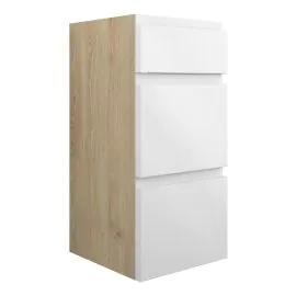 Vasca Salto 300mm Standard 3 Drawer Unit - White Gloss (Oak Cab) 