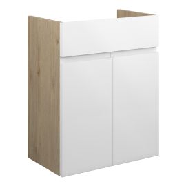 Vasca Salto 500mm Standard Basin Unit - White Gloss (Oak Cab) 
