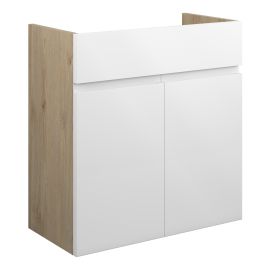 Vasca Salto 600mm Standard Basin Unit - White Gloss (Oak Cab) 