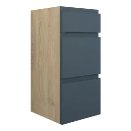 Vasca Salto 300mm Standard 3 Drawer Unit - Matt Arley Blue (Oak Cab) 