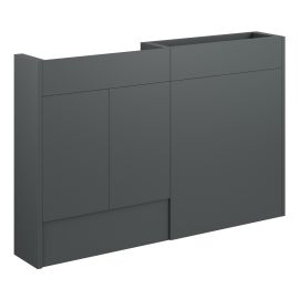 Vasca Liscio 1236mm Slim Basin & WC Unit Pack - Matt Graphite Grey (Grey Cab) 