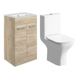 Vasca Forte 510mm Floor Standing Unit & Close Coupled WC Pack - Oak