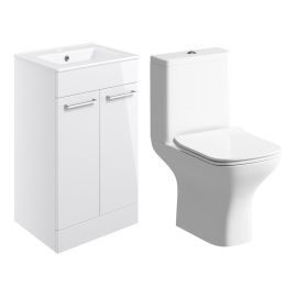 Vasca Forte 510mm Floor Standing Unit & Close Coupled WC Pack - White Gloss