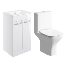 Vasca Forte 510mm Floor Standing Unit & Close Coupled WC Pack - White Gloss