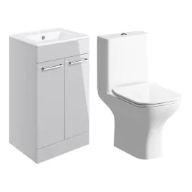Vasca Forte 510mm Floor Standing Unit & Close Coupled WC Pack - Grey Gloss