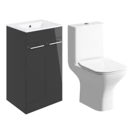 Vasca Forte 510mm Floor Standing Unit & Close Coupled WC Pack - Anthracite Gloss
