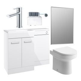 Vasca Fino 1000mm Furniture & BTW WC Pack - White Gloss (RH)