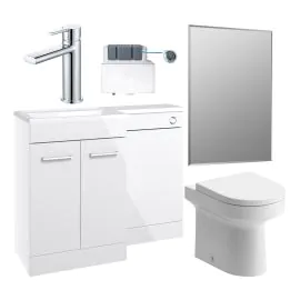 Vasca Fino 1000mm Furniture & BTW WC Pack - White Gloss (RH)