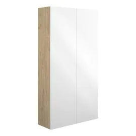 Vasca Liscio 600mm Slim 2 Door Storage Unit - White Gloss (Oak Cab) 