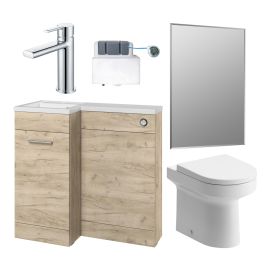 Vasca Fino 900mm Furniture & BTW WC Pack - Oak (LH)