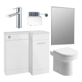 Vasca Fino 900mm Furniture & BTW WC Pack - White Gloss (RH)
