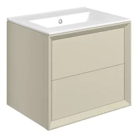Vasca Punto 615mm Wall Hung 2 Drawer Basin Unit & 0TH Thin Edge Basin - Matt Cotton 