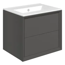 Vasca Punto 615mm Wall Hung 2 Drawer Basin Unit & 0TH Thin Edge Basin - Matt Clay 