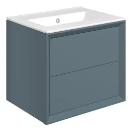 Vasca Punto 615mm Wall Hung 2 Drawer Basin Unit & 0TH Thin Edge Basin - Matt Storm Blue 