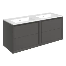 Vasca Punto 1210mm Wall Hung 4 Drawer Basin Unit & 2TH Thin Edge Basin - Matt Clay 