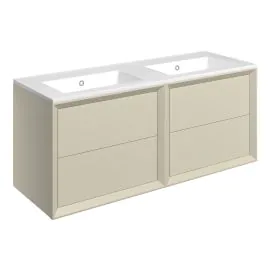 Vasca Punto 1210mm Wall Hung 4 Drawer Basin Unit & 0TH Thin Edge Basin - Matt Cotton 