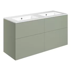 Vasca Sicily 1210mm Wall Hung 4 Drawer Basin Unit & 0TH Basin - Matt Olive Green 