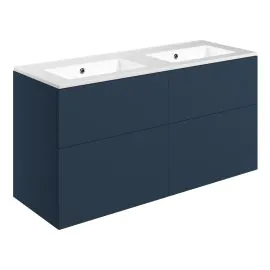 Vasca Sicily 1210mm Wall Hung 4 Drawer Basin Unit & 0TH Basin - Matt Deep Blue 