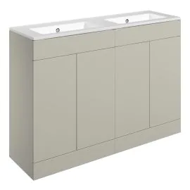 Vasca Sicily 1210mm Floor Standing 4 Door Basin Unit & 0TH Basin - Matt Latte 