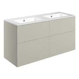 Vasca Sicily 1210mm Wall Hung 4 Drawer Basin Unit & 2TH Basin - Matt Latte 