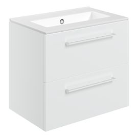 Vasca Forte 610mm Wall Hung 2 Drawer Basin Unit & 0TH Thin Edge Basin - White Gloss 
