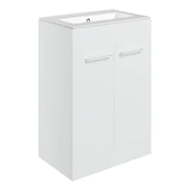 Vasca Forte 610mm Floor Standing 2 Door Basin Unit & 0TH Thin Edge Basin - White Gloss 
