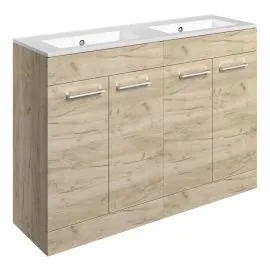 Vasca Forte 1210mm Floor Standing 4 Door Basin Unit & 0TH Thin Edge Basin - Oak 