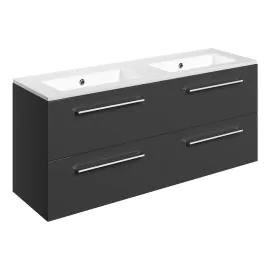 Vasca Forte 1210mm Wall Hung 4 Drawer Basin Unit & 2TH Thin Edge Basin - Anthracite Gloss 
