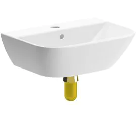 Vasca Tondo 450x320mm 1TH Cloakroom Basin & Brushed Brass Bottle Trap