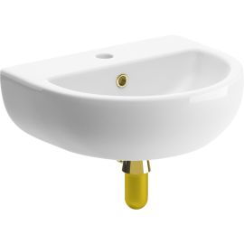 Vasca Distino 450x400mm 1TH Cloakroom Basin & Brushed Brass Bottle Trap