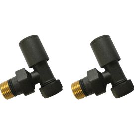 Vasca Patterned Anthracite Radiator Valves - Angled