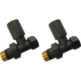 Vasca Patterned Anthracite Radiator Valves - Straight