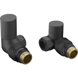 Vasca Patterned Anthracite Radiator Valves - Corner