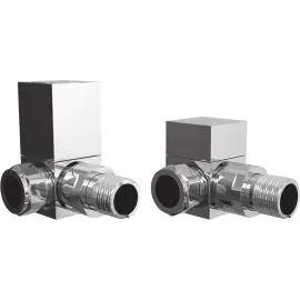 Vasca Square Chrome Radiator Valves - Corner
