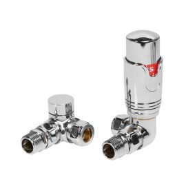 Vasca Round Thermostatic Chrome Radiator Valves - Corner
