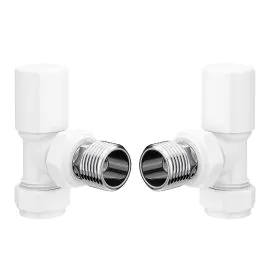 Vasca Patterned White Radiator Valves - Angled