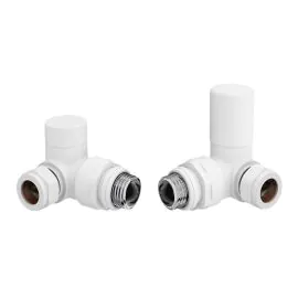Vasca Patterned White Radiator Valves - Corner