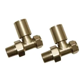 Vasca Patterned Brushed Brass Radiator Valves - Straight