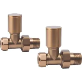 Vasca Patterned Brushed Bronze Radiator Valves - Straight