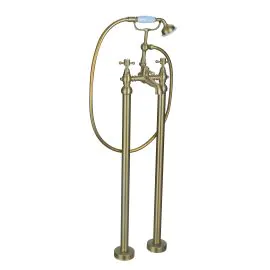 Vasca Urso Floor Standing Bath/Shower Mixer & Shower Kit - Brushed Brass