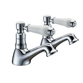 Vasca Nira Basin Pillar Taps - Chrome