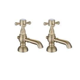 Vasca Urso Basin Pillar Taps - Brushed Brass