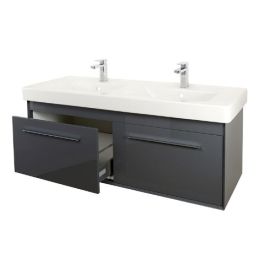 Abacus Simple 130cm Double Basin Vanity Unit Anthracite