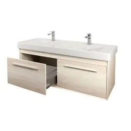 Abacus Simple 130cm Double Basin Vanity Unit Bleached Oak