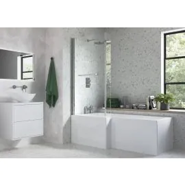 Vasca 815x1500mm L Shape Bath Screen (6mm) - Chrome
