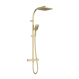 Bristan Qubo Thermostatic Bar Shower with Rigid Riser Brushed Brass QB SHXDIVCTFF BB 