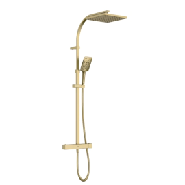 Bristan Quadrato Safe Touch Adjustable Thermostatic Rigid Riser Bar Shower Brushed Brass QD SHXDIVCTFF BB