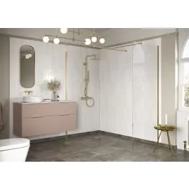 Envy Trend 800mm Wetroom Side Panel & Arm - Brushed Brass