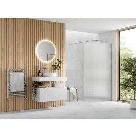 Envy Trend 900mm Fluted Wetroom Panel & Support Bar - Chrome