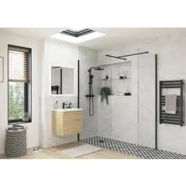 Envy Trend 700mm Wetroom Side Panel & Arm - Black